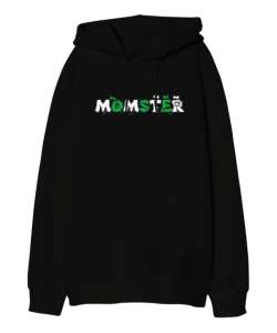 Momster - Anne - Halloween Siyah Oversize Unisex Kapüşonlu Sweatshirt