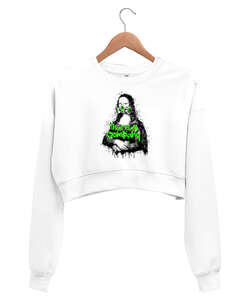 Mona Lisa Beyaz Kadın Crop Sweatshirt