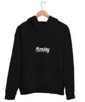 monday Siyah Unisex Kapşonlu Sweatshirt - Thumbnail