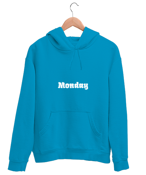 Tisho - monday Turkuaz Unisex Kapşonlu Sweatshirt