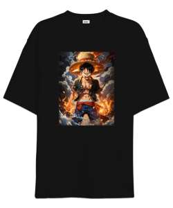  Monkey D. Luffy Siyah Oversize Unisex Tişört