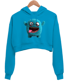 MONSTER Kadın Crop Hoodie Kapüşonlu Sweatshirt