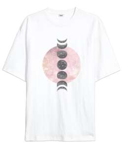 Moon Beyaz Oversize Unisex Tişört