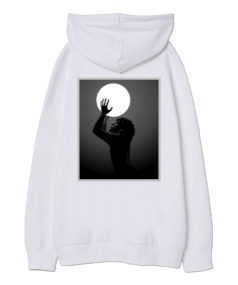 Moon Oversize Unisex Kapüşonlu Sweatshirt - Thumbnail