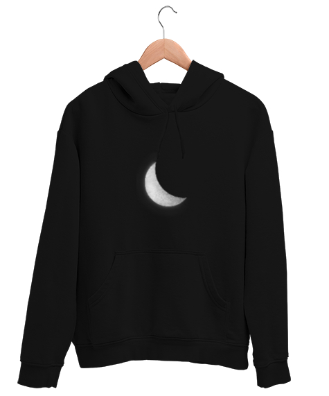 Tisho - Moon Siyah Unisex Kapşonlu Sweatshirt