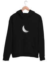 Moon Siyah Unisex Kapşonlu Sweatshirt - Thumbnail