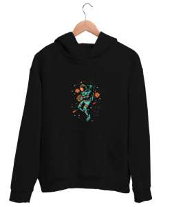 Moon Siyah Unisex Kapşonlu Sweatshirt