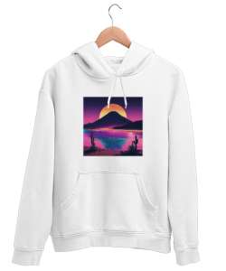 Mor Dünya Tasarım Beyaz Unisex Kapşonlu Sweatshirt