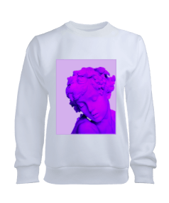 Mor Efektli Heykel Kadın Sweatshirt Kadın Sweatshirt