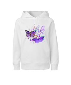 Mor Kelebekler Çocuk Unisex Hoodie Kapüşonlu