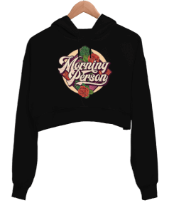 Morning Person Vintage Kadın Crop Hoodie Kapüşonlu Sweatshirt