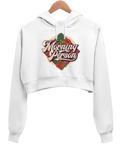 Morning Person Vintage Kadın Crop Hoodie Kapüşonlu Sweatshirt