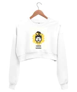 morning sunshine Beyaz Kadın Crop Sweatshirt