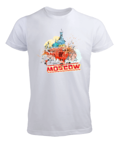 moscowa renkli baskı tişört Erkek Tişört