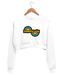 Motivasyon Beyaz Kadın Crop Sweatshirt