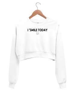  Motivasyon ve çiçekler Beyaz Kadın Crop Sweatshirt