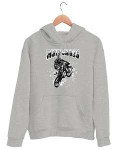 Motocross - Motosiklet Yarışı Gri Unisex Kapşonlu Sweatshirt