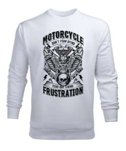 Motorcycle Frustration Beyaz Erkek Sweatshirt