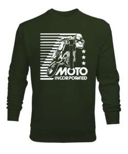  Motorcycle Race GP - Motosiklet Sürüş Haki Yeşili Erkek Sweatshirt