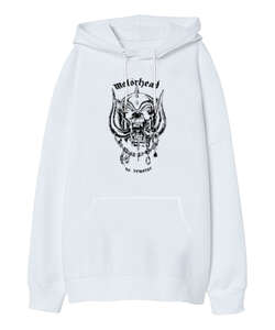 Motörhead Blu2 Beyaz Oversize Unisex Kapüşonlu Sweatshirt