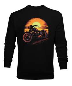 Motorsiklet Tasarım Siyah Erkek Sweatshirt