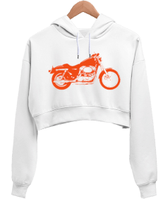 Motosiklet Kadın Crop Hoodie Kapüşonlu Sweatshirt