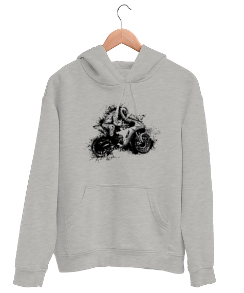 Tisho - Motosiklet Sürüş - Motorace Gri Unisex Kapşonlu Sweatshirt