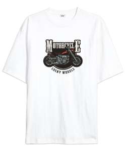 Motosiklet - Vintage Motorcycle Beyaz Oversize Unisex Tişört