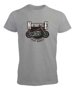 Motosiklet - Vintage Motorcycle Gri Erkek Tişört