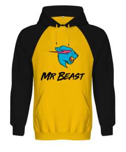 Mr Beast Youtube Sarı Siyah Logolu Sarı/Siyah Orjinal Reglan Hoodie Unisex Sweatshirt