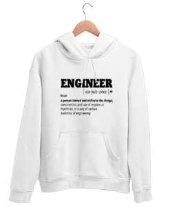 Mühendis - Engineer Beyaz Unisex Kapşonlu Sweatshirt