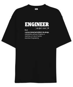 Mühendis - Engineer Siyah Oversize Unisex Tişört