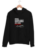 Muhtaç Olduğun Kudret Damarlarındaki Asil Kanda Mevcuttur - Mustafa Kemal Atatürk Siyah Unisex Kapşonlu Sweatshirt - Thumbnail