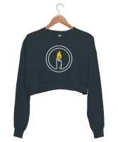 Mum - Candle - Aydınlat Karanlığı Füme Kadın Crop Sweatshirt - Thumbnail