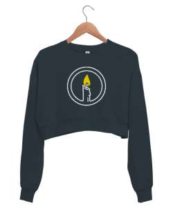 Mum - Candle - Aydınlat Karanlığı Füme Kadın Crop Sweatshirt