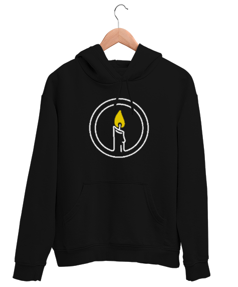 Tisho - Mum - Candle - Aydınlat Karanlığı Siyah Unisex Kapşonlu Sweatshirt