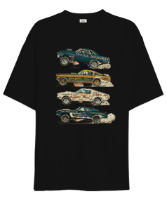 Muscle Car Drag Baskılı Oversize Unisex Tişört