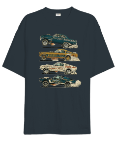 Muscle Car Drag Baskılı Oversize Unisex Tişört