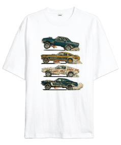 Muscle Car Drag Baskılı Oversize Unisex Tişört