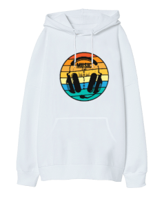 music Oversize Unisex Kapüşonlu Sweatshirt