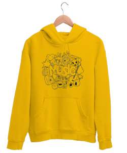 MUSIC Sarı Unisex Kapşonlu Sweatshirt