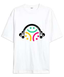 Music time Beyaz Oversize Unisex Tişört