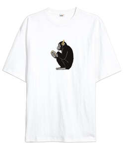 Musican Monkey Beyaz Oversize Unisex Tişört