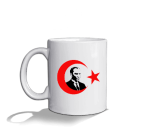 Mustafa Kemal Atatürk Ay Yıldız Baskılı Beyaz Beyaz Kupa Bardak