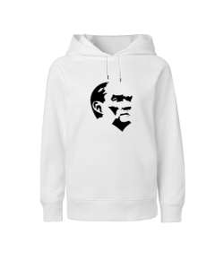 Mustafa Kemal Atatürk Beyaz Çocuk Unisex Hoodie Kapüşonlu