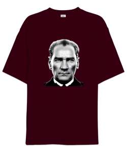 Mustafa Kemal Atatürk Bordo Oversize Unisex Tişört