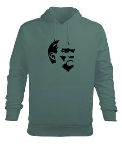 Mustafa Kemal Atatürk Çağla Yeşili Erkek Kapüşonlu Hoodie Sweatshirt