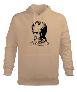 Mustafa Kemal Atatürk Camel Erkek Kapüşonlu Hoodie Sweatshirt