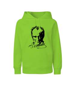 Mustafa Kemal Atatürk Fıstık Yeşili Çocuk Unisex Hoodie Kapüşonlu