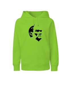 Mustafa Kemal Atatürk Fıstık Yeşili Çocuk Unisex Hoodie Kapüşonlu